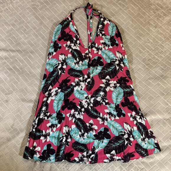 NBD Dresses & Skirts - NBD Womens XS Dress Short Mini Halter Tunic Top Lined Pink Floral Palm Print